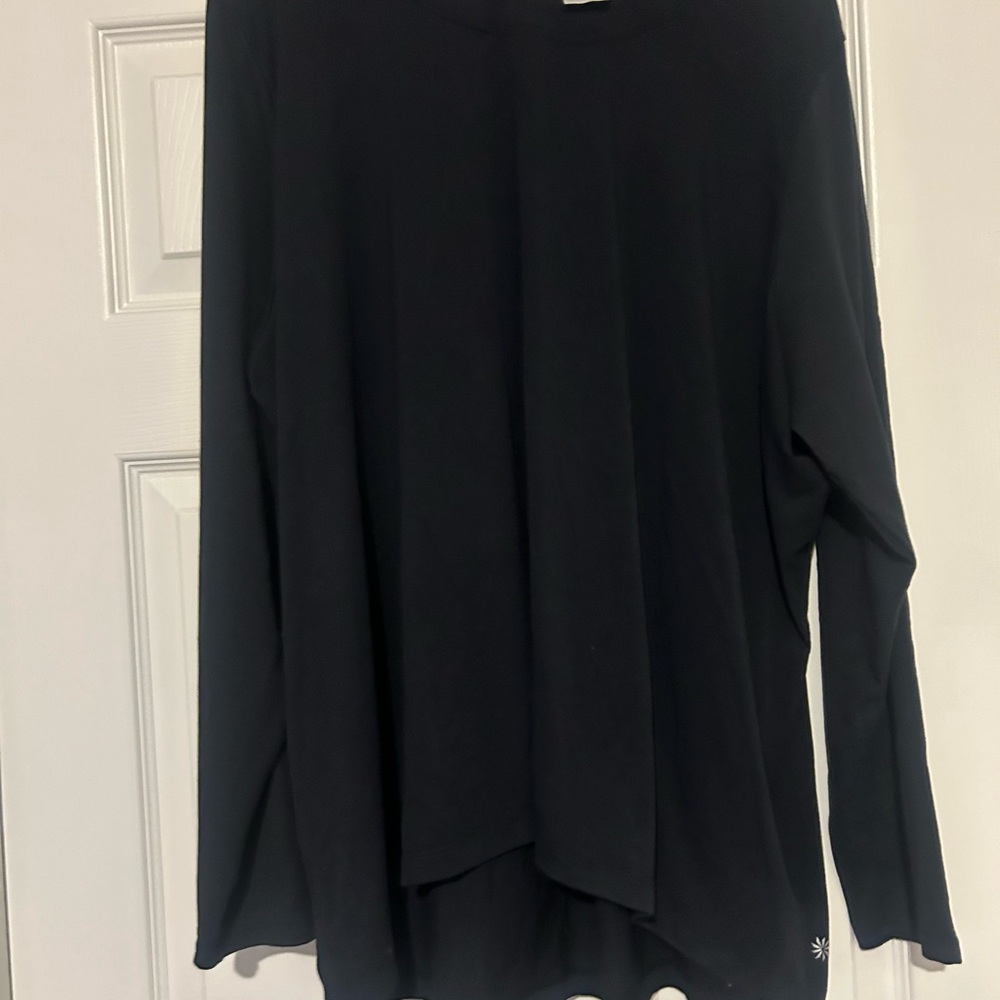 Athleta Black Long Sleeve Asymmetrical Blouse